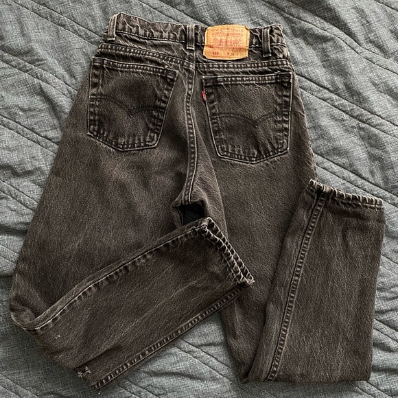 Vintage Levi’s 550 W28 L30 Washed Black High Rise Tapered Women - Picture 1 of 15